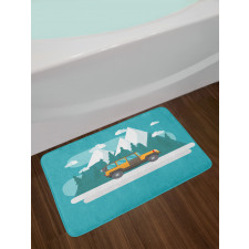 Journey in Snowy Winter Season Bath Mat