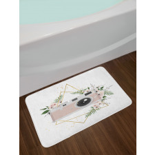 Machine with Flowers Leaf Bath Mat