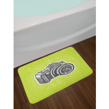 Sketch Style Camera Design Bath Mat