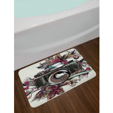 Watercolor Exotic Blooms Bath Mat