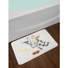 Smile Words with Giraffe Bath Mat