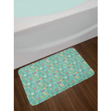 Tulips Daisy Lily Blooms Bath Mat