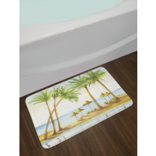 Sandy Beach and Palm Trees Bath Mat