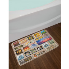 Traveler Tourist Stamps Bath Mat