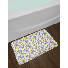 Greyscale Spring Tree Branch Bath Mat