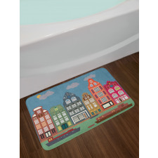 European Houses and Ships Bath Mat