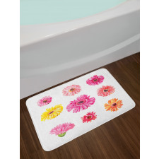 Pink Yellow Flowers Bath Mat