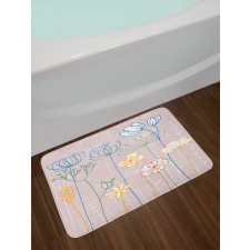 Flowers with Colorful Stems Bath Mat