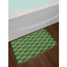 Animals and Monstera Leaves Bath Mat