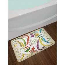 Bird in Retro Tones Bath Mat