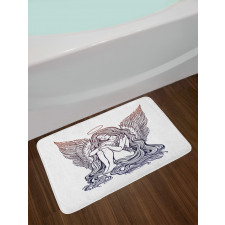 Long Hair Girl and Halo Bath Mat