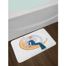 Girl with Trumpet Moon Bath Mat