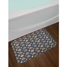 Abstract Owls and Crescent Bath Mat