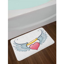 Valentines Day Winged Heart Bath Mat