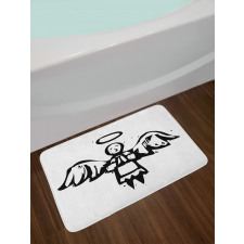 Sketch Style Christmas Angel Bath Mat