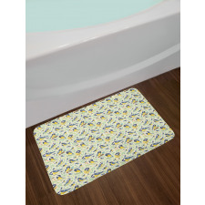 Pine Cones and Leaves Doodle Bath Mat