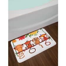 Animals Sitting Branch Bath Mat