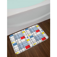 Quadratic Striped Grid Bath Mat
