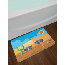 Wild Birds on Desert Cactus Bath Mat