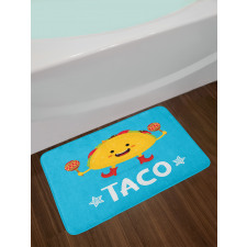 Dancing Funny Taco Cartoon Bath Mat