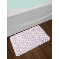 Soft Tone Flowers Romantic Bath Mat