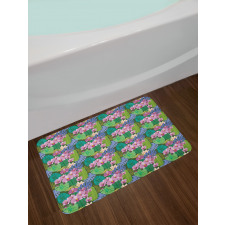 Colorful Aloha Island Motif Bath Mat