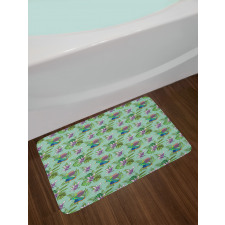 Hummingbird Monstera Leaves Bath Mat