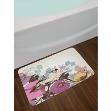 Bird Perched on Flowers Bath Mat