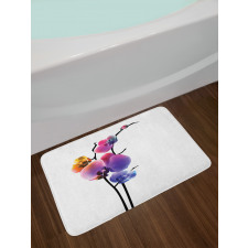 Vibrant Flowering Plant Bath Mat