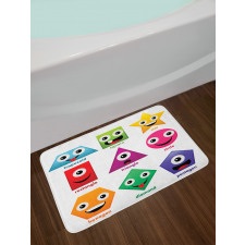 Shapes with Funny Faces Bath Mat