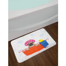 Dog Having a Bath Tub Bath Mat