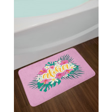 Exotic Flowers Palm Leaves Bath Mat