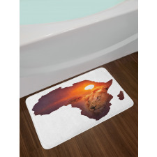 Lion and African Map Sunset Bath Mat