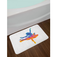 Colorful Ballerina Girl Pose Bath Mat