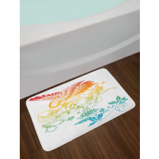 Oriental Bird with Flowers Bath Mat