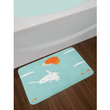 Flying Rabbit Balloons Sky Bath Mat