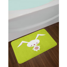 Cartoon Character on Green Bath Mat