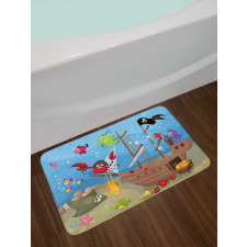 Ship Underwater Animals Bath Mat