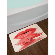 Female Blowing Kisses Bath Mat