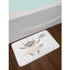 Ballerina Wolf in a Tutu Bath Mat