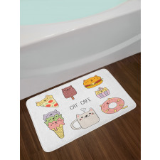 Cats Cafe Food Shapes Bath Mat