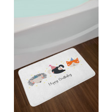 Hedgehog Cat Cursive Bath Mat