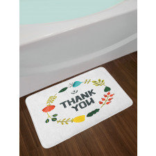 Typography Floral Wreath Bath Mat