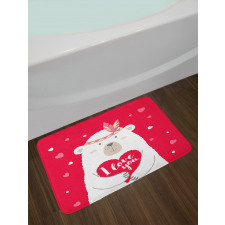 Bear Holding a Heart Bath Mat