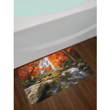 Autumn River Stream on Rocks Bath Mat