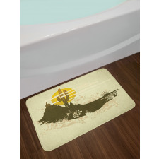 Dramatic Saguaro and Sun Bath Mat