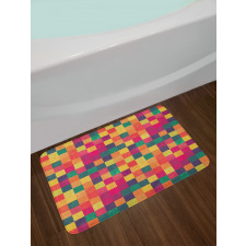 Vintage Colorful Squares Bath Mat