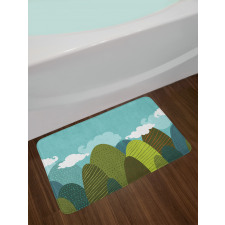 Doodle Trees and Clouds Bath Mat