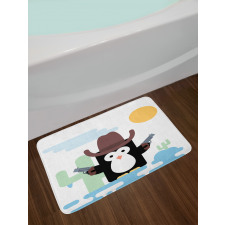 Cacti Cowboy Penguin in a Hat Bath Mat