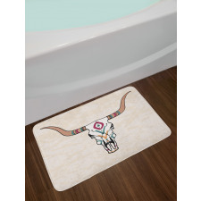 Tribal Bull Skull Folkloric Bath Mat